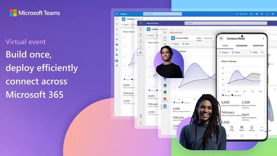 Original Microsoft artwork for Build once, deploy efficiently, connect across Microsoft 365