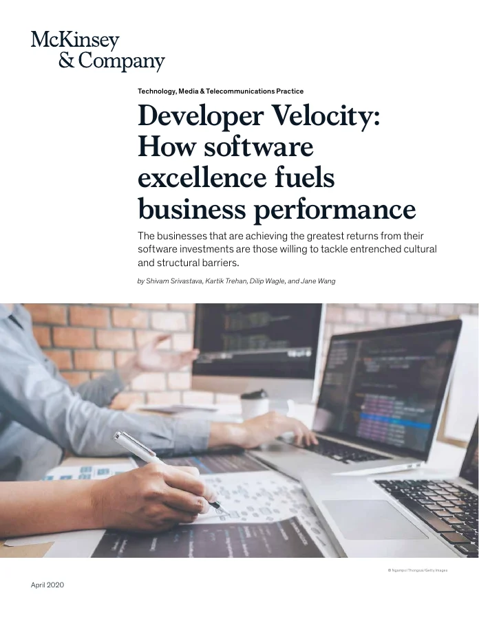 Original cover of McKinsey’s April 2020 Developer Velocity report
